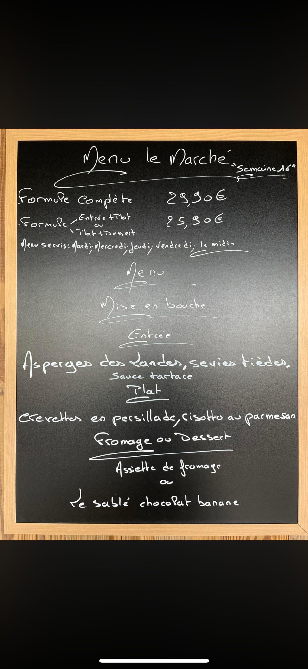 Menu du marché semaine 16