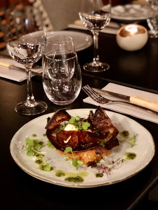 Caviar d'aubergines et oeuf parfait