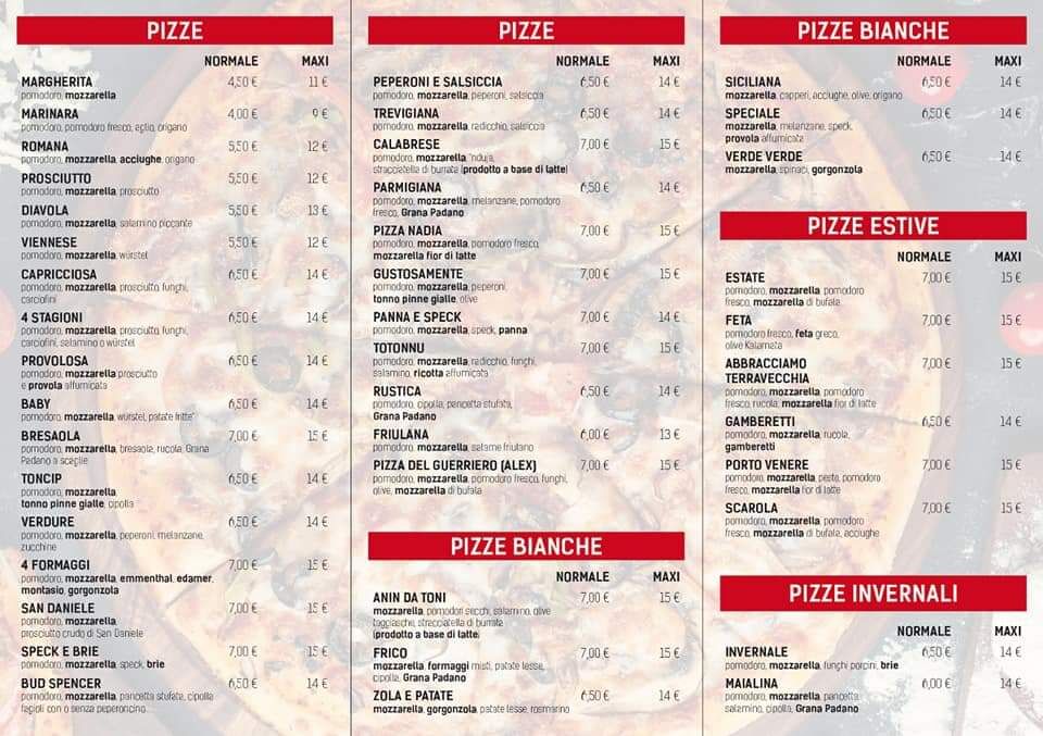 Il nostro menù delle pizze