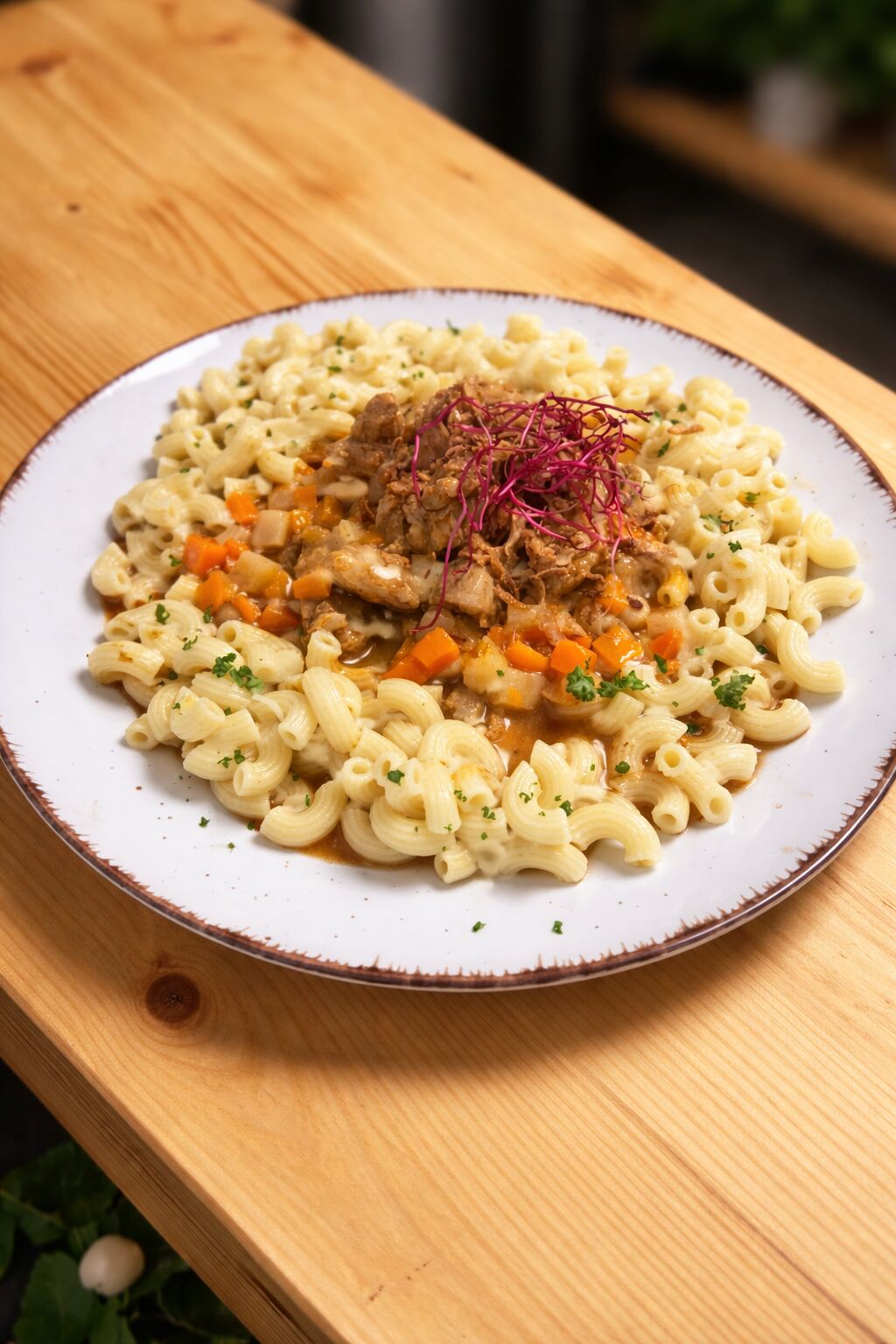 Pomaly dusené bravčové ragú na koreňovej zelenine