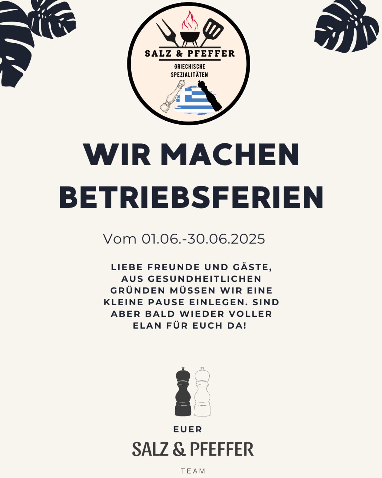 Wir machen Betriebsferien