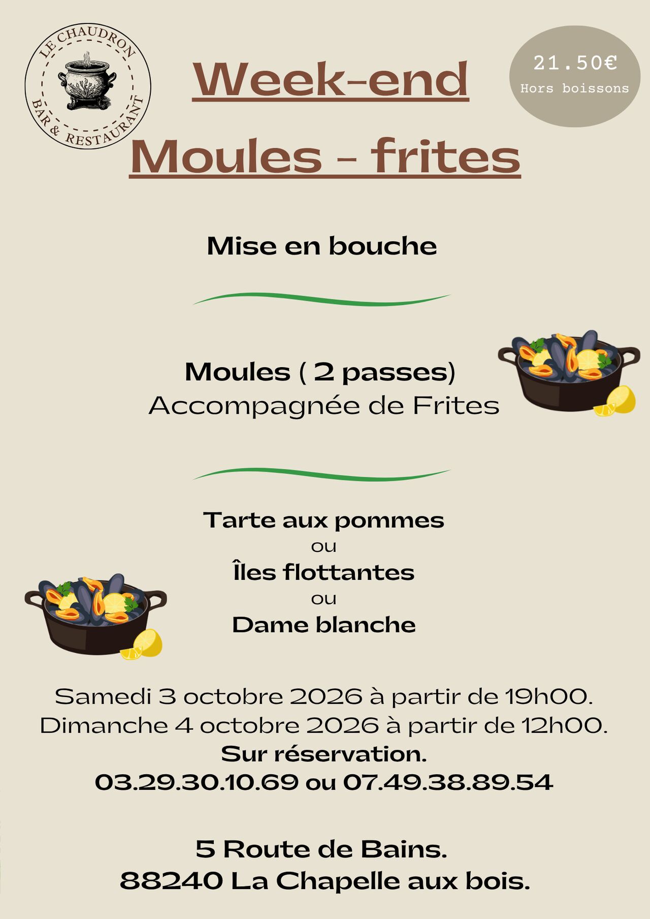 Week-end moules frites
