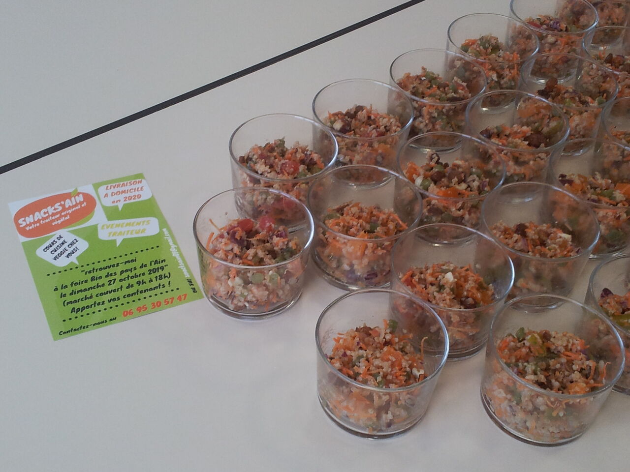 Lors d'un événement privé début octobre 2019.
Verrines de taboulé de boulgour et légumes de saison