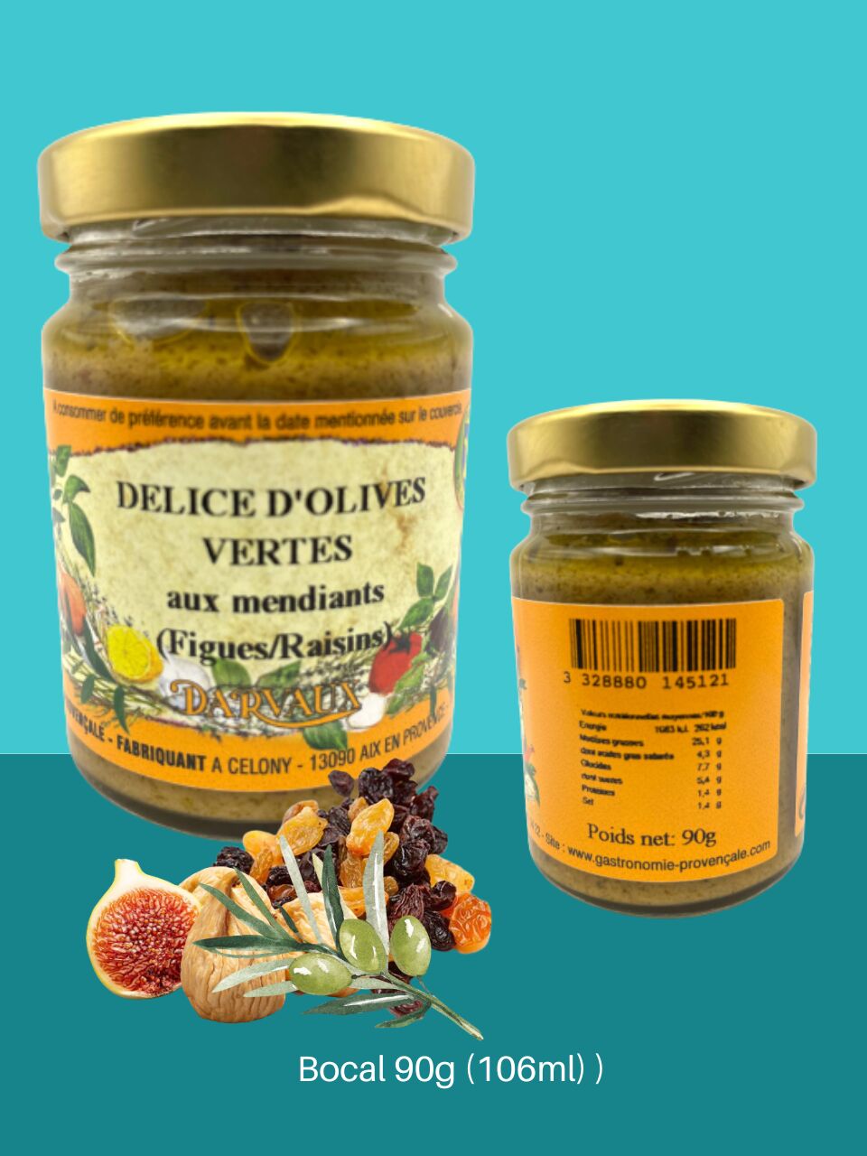 DELICE d'OLIVES VERTES aux Mendiants - 90g - 106ml