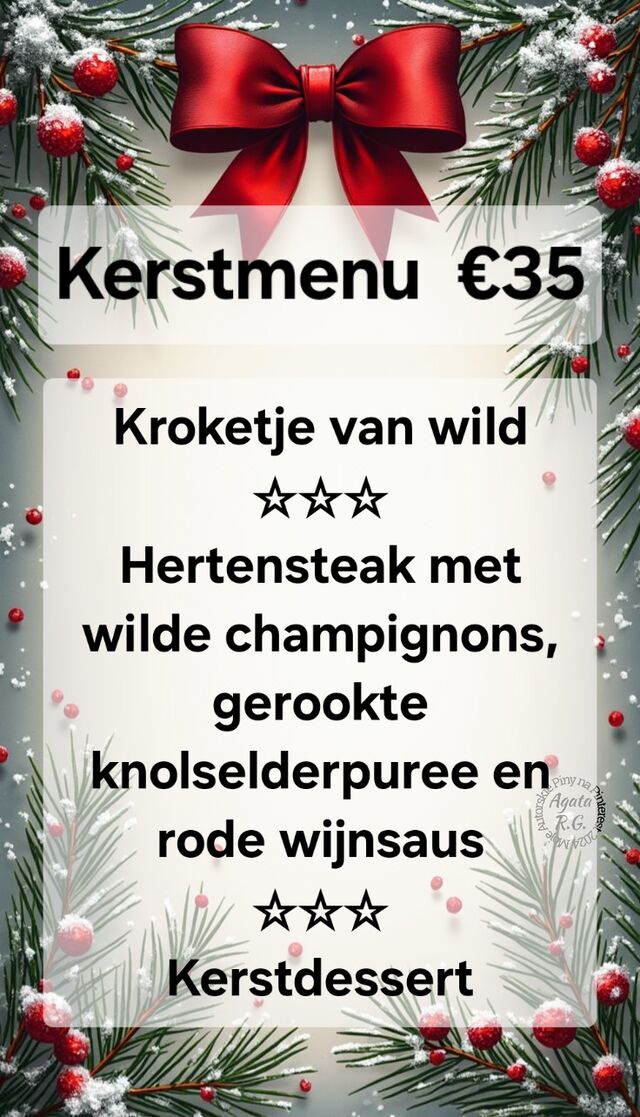 Beschikbaar van woensdag 24/12 tem zondag 28/12. Open op kerstdag!!