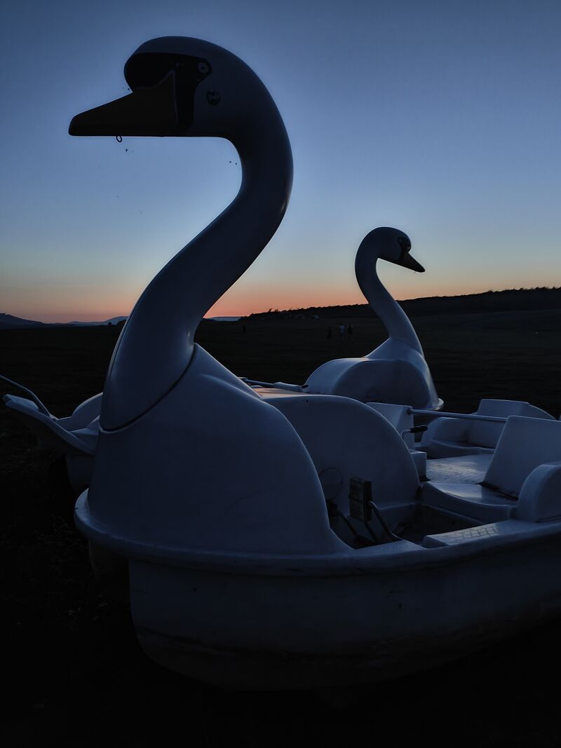 Labutí jezero při západu slunce