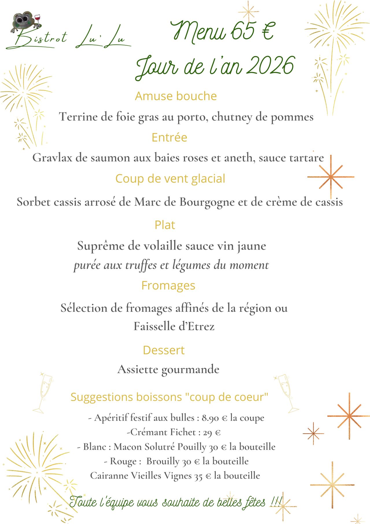 Ouvert pour le déjeuner du 1er janvier 2026