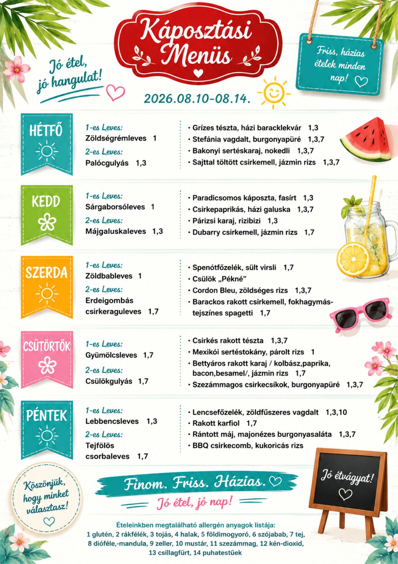 Menü - Szerda