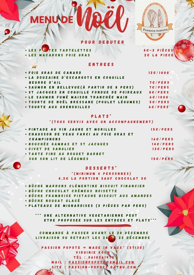 MENU DE NOEL 2024
