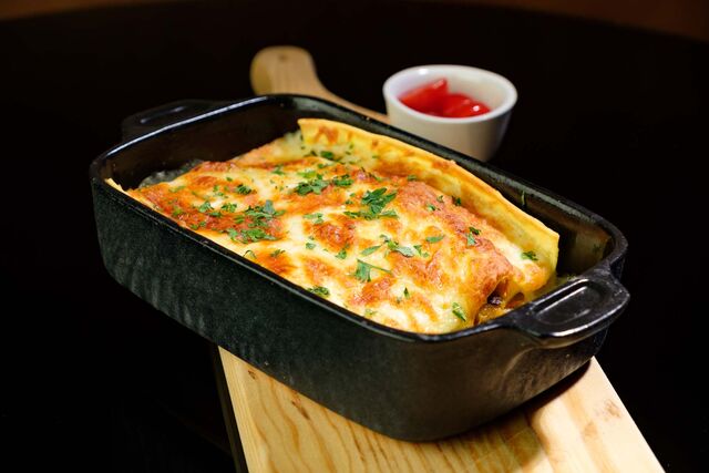 Lasanha de alheira vegetariana