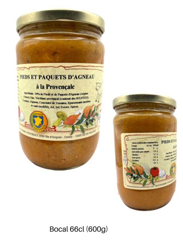 PIEDS ET PAQUETS D'AGNEAU à la Provençale - 600g - 66cl