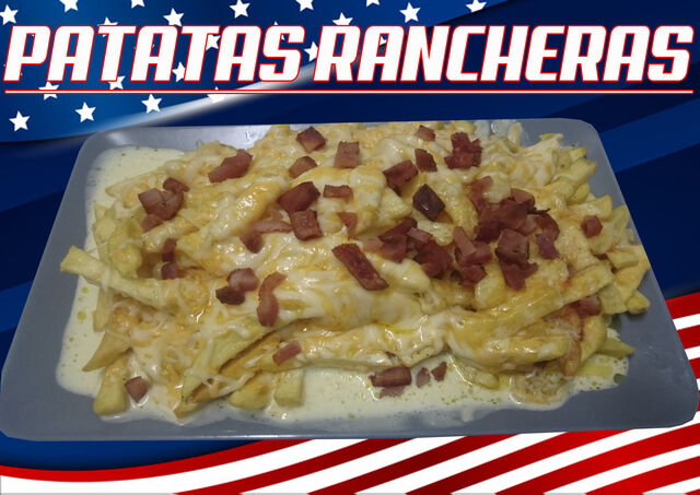 (Patatas Fritas, Bacón, Salsa Ranchera y nuestro Mix de Quesos Fundido).