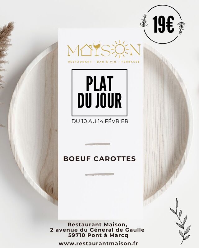 plat du jour du 10 au 14 février
