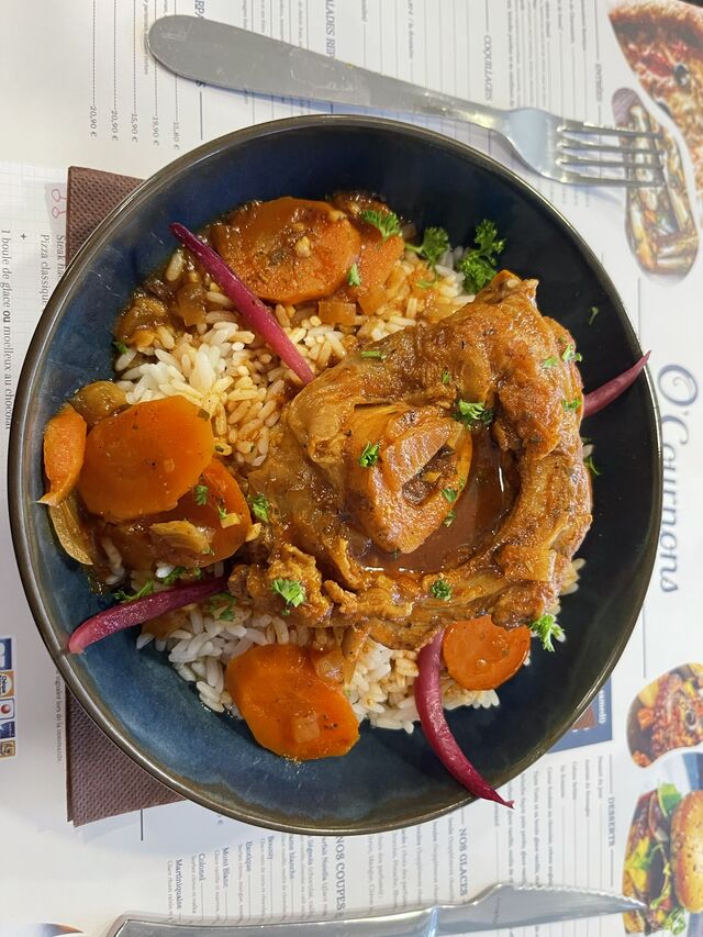 Osso-buco de veau à l’italienne accompagné de riz